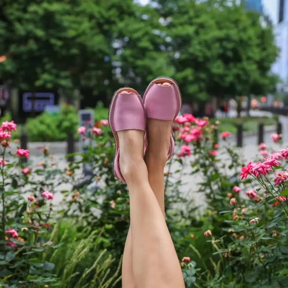 Leather Flat Sandals Baby Pink | Handmade in Spain | Lightweight Sole